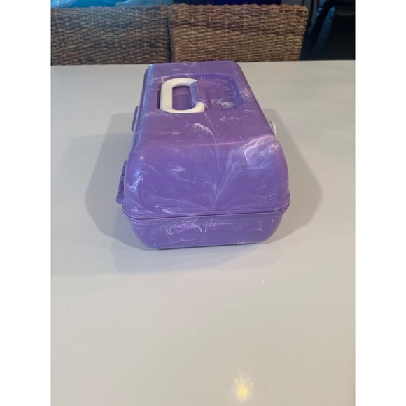 Vintage Purple Marbled Plastic Carry Case With Handle & Latch Closure - Picture 6 of 12